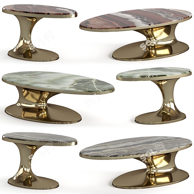 Stylish Sowilo Coffee Table Set 3D model image 1