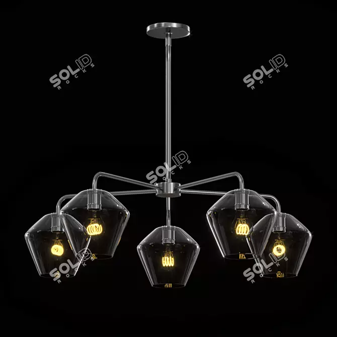 Illuminating Intrigue: Sculptural Glass Chandelier 3D model image 2