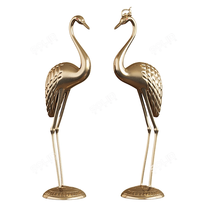 Bronze Pair of Cranes - 52cm 3D model image 1