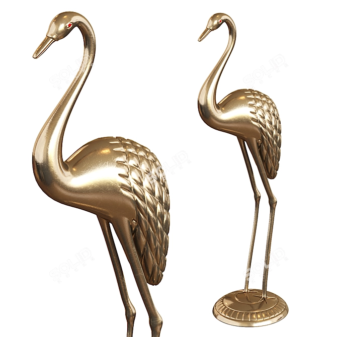 Bronze Pair of Cranes - 52cm 3D model image 2