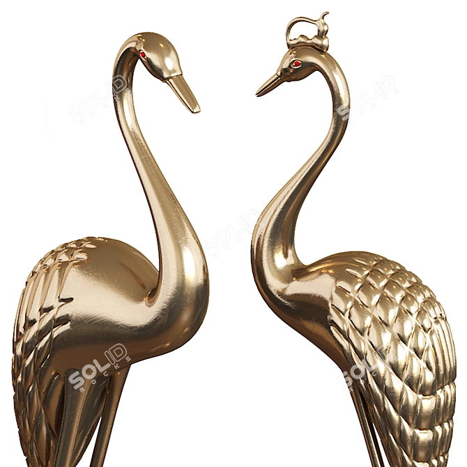 Bronze Pair of Cranes - 52cm 3D model image 5