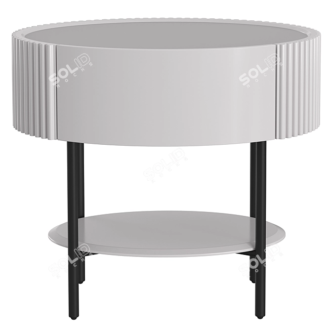 Elegant Bedside Table with Glass Top and Drawer 3D model image 2