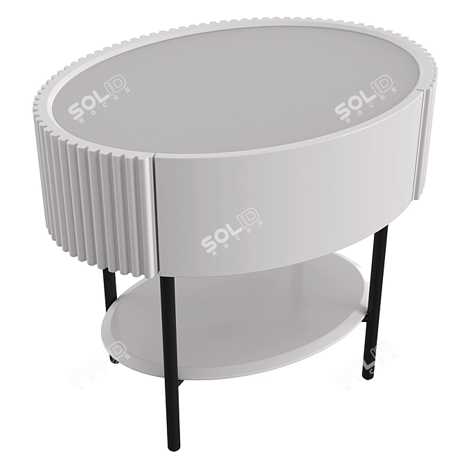 Elegant Bedside Table with Glass Top and Drawer 3D model image 3