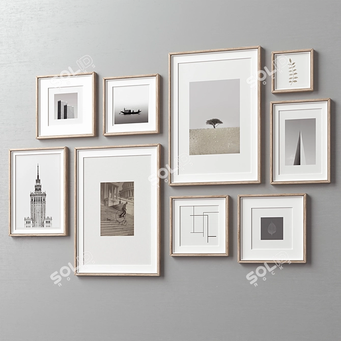 9-Piece Picture Frames Collection - Variety of Sizes & Textures 3D model image 6