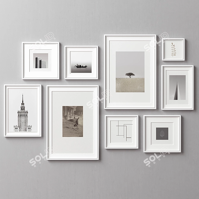 9-Piece Picture Frames Collection - Variety of Sizes & Textures 3D model image 7