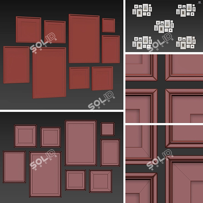 9-Piece Picture Frames Collection - Variety of Sizes & Textures 3D model image 8