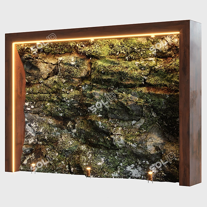 Green Stone Wall2 - 3D Model 3D model image 3