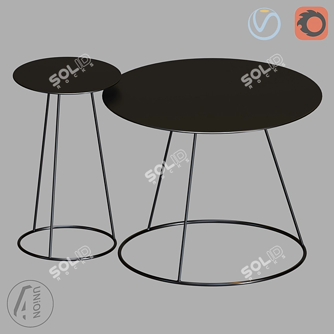 Modern Square Table in Multiple Sizes 3D model image 1