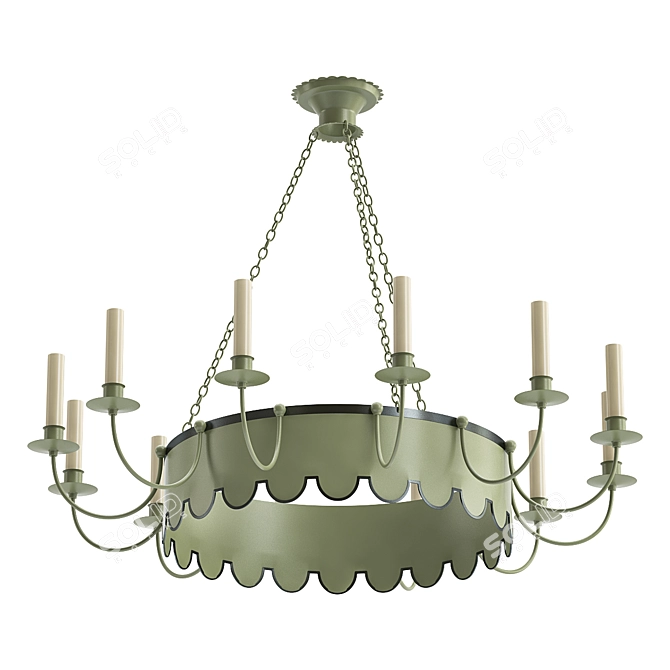 Elegant French Tole Chandelier 3D model image 1