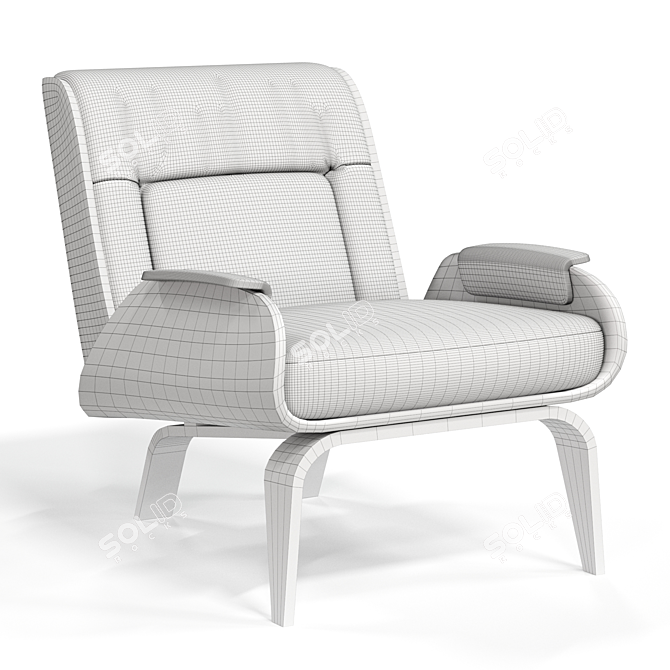 Paulo Leather Bent Ply Chair 3D model image 3