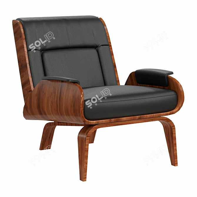 Paulo Leather Bent Ply Chair 3D model image 4