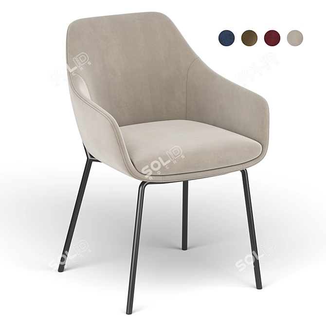 Sleek Savile Tub Dining Chair 3D model image 1