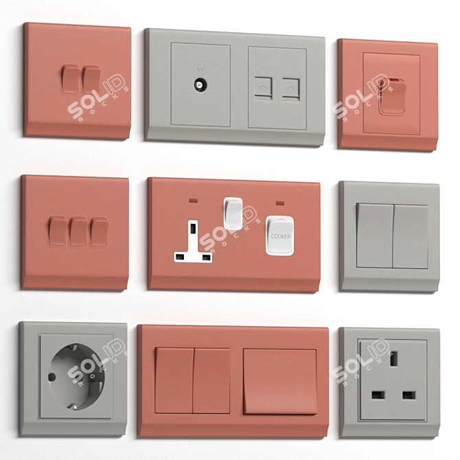 Retrotouch Simplicity Crystal Switches & Sockets 3D model image 1