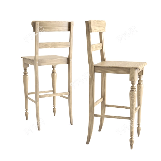 Wooden Bar Stool: Smooth Finish 3D model image 2