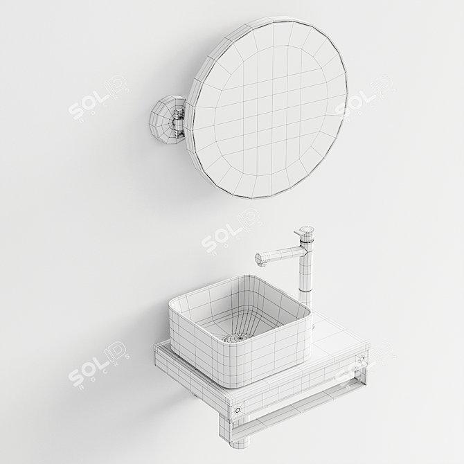 Shui Comfort Ceramic Washbasin Set 3D model image 5
