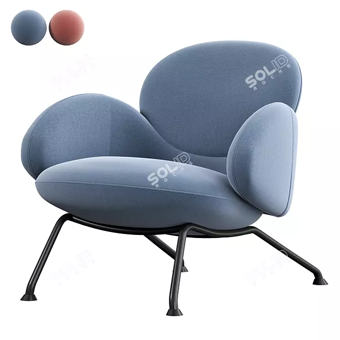 BAIXA Softline Velvet Armchair 3D model image 1