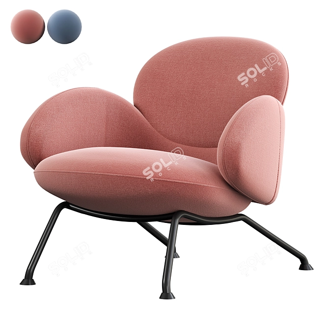 BAIXA Softline Velvet Armchair 3D model image 4