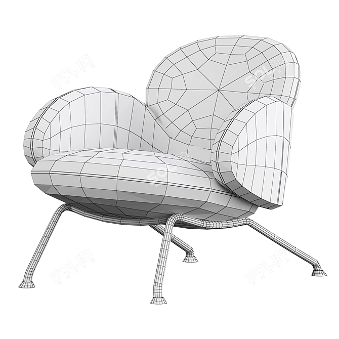 BAIXA Softline Velvet Armchair 3D model image 7