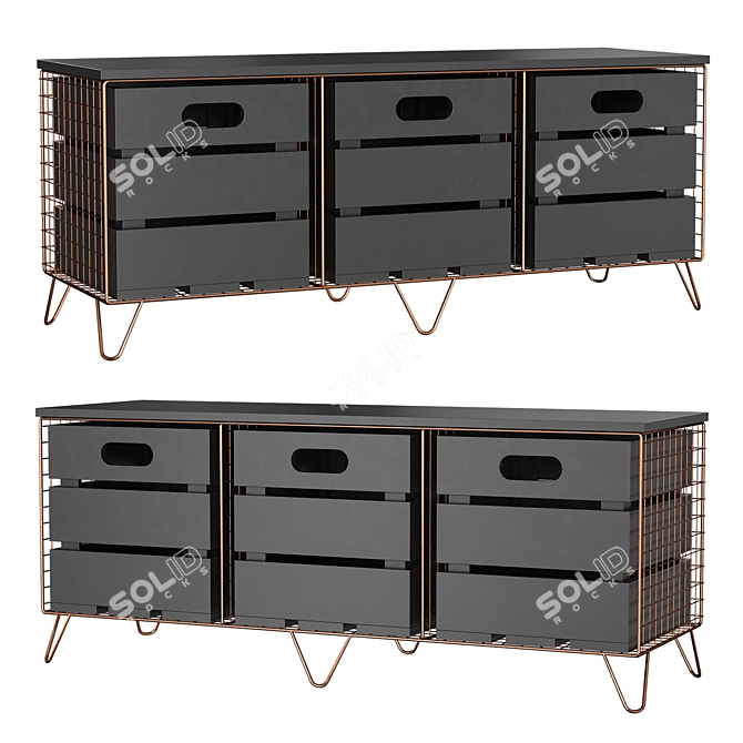 Amph Storage Console Bench 3D model image 1