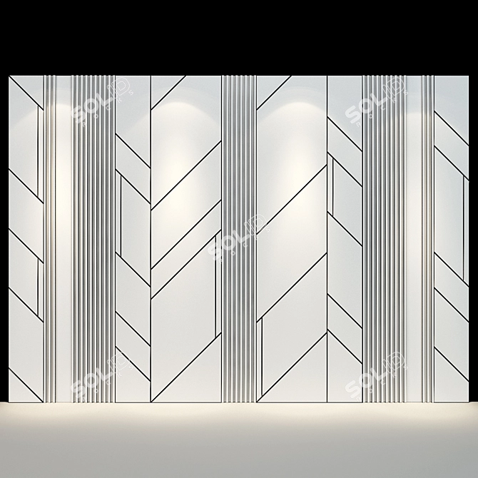 Elegant Geometric Wall Panel 3D model image 2
