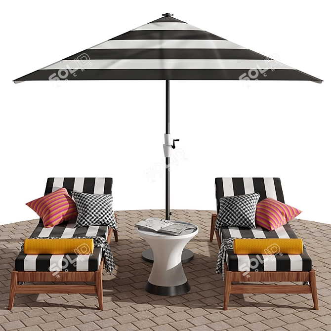 Beach Breeze Umbrella Set 3D model image 1