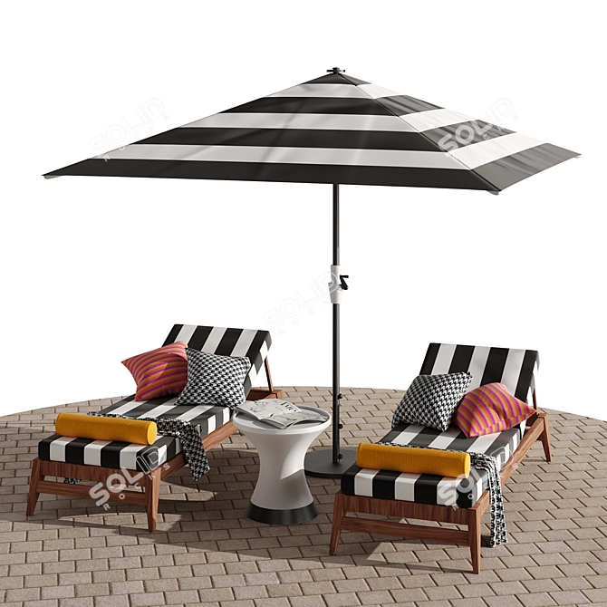 Beach Breeze Umbrella Set 3D model image 2