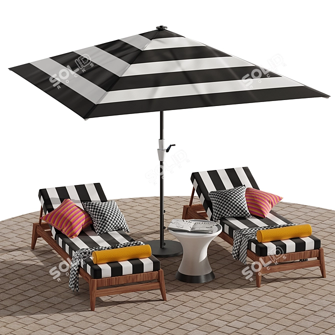 Beach Breeze Umbrella Set 3D model image 3
