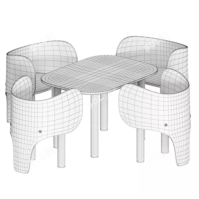 Adorable Elephant Chair & Table Set 3D model image 4