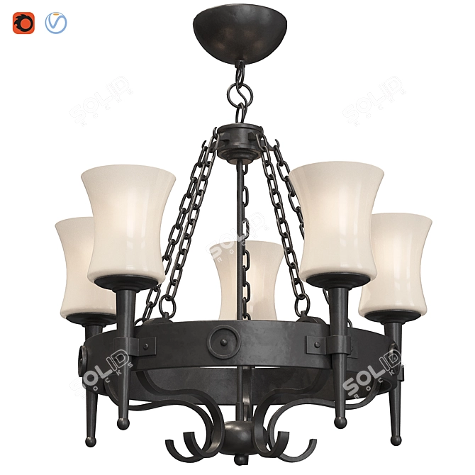 Luxury 5-Lamp Modern Ceiling Light 3D model image 1