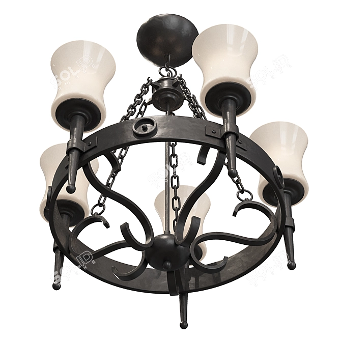 Luxury 5-Lamp Modern Ceiling Light 3D model image 4