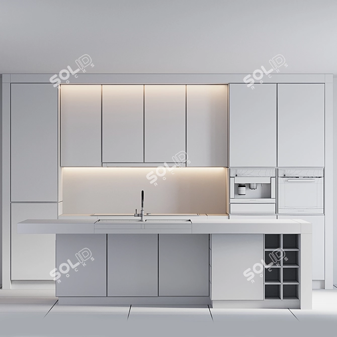 Modern Kitchen Set: 10-Piece Design 3D model image 4