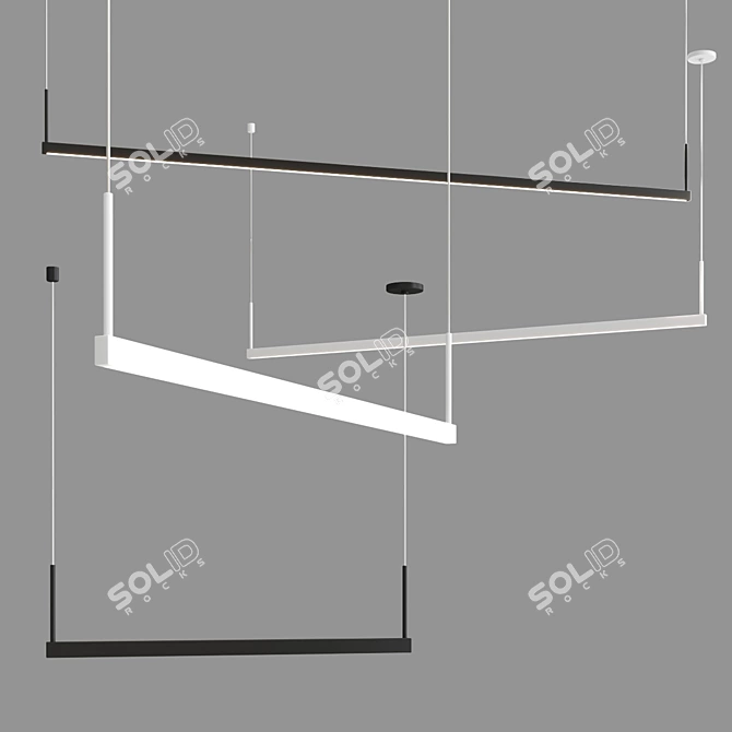 Sleek LED Linear Pendant 3D model image 1