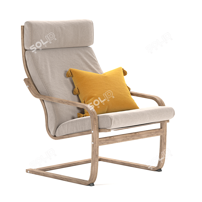 Stylish and Comfortable IKEA Poäng Armchair 3D model image 1