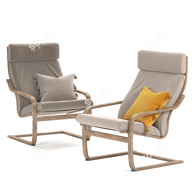 Stylish and Comfortable IKEA Poäng Armchair 3D model image 3