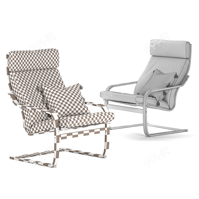 Stylish and Comfortable IKEA Poäng Armchair 3D model image 4