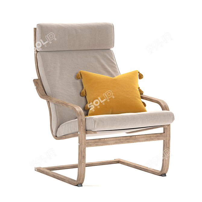 Stylish and Comfortable IKEA Poäng Armchair 3D model image 5