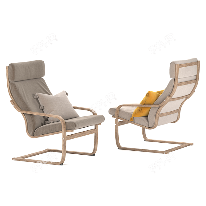 Stylish and Comfortable IKEA Poäng Armchair 3D model image 6