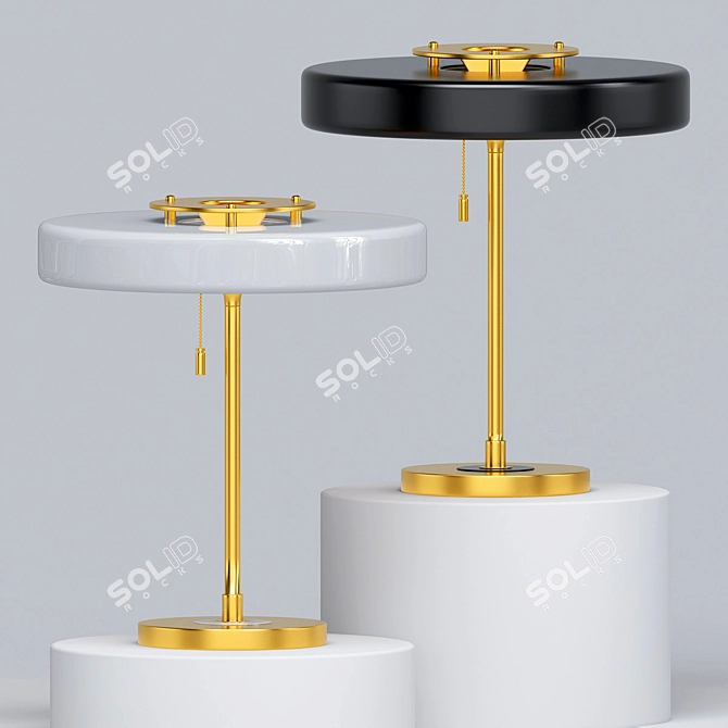 Revolve Brass Black Table Lamp 3D model image 1