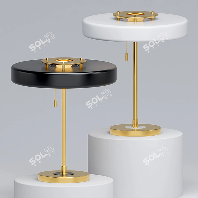 Revolve Brass Black Table Lamp 3D model image 5