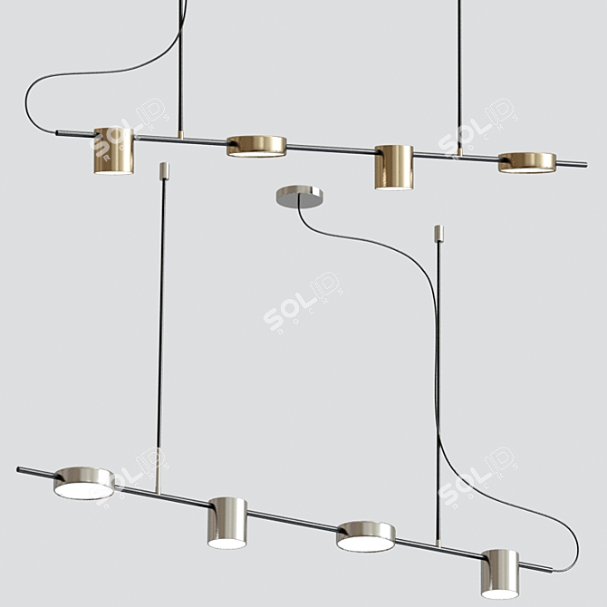 Sleek LED Pendant Chandelier 3D model image 3