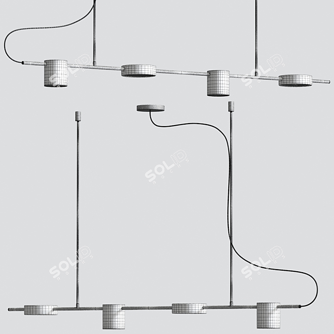 Sleek LED Pendant Chandelier 3D model image 6