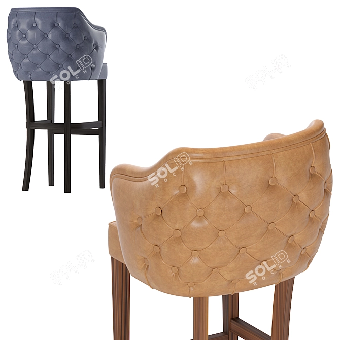 Sleek Modern Leather Barstool 3D model image 6