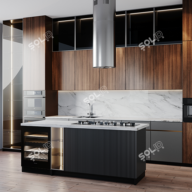 Modern Kitchen with Fulgor Milano Appliances 3D model image 2