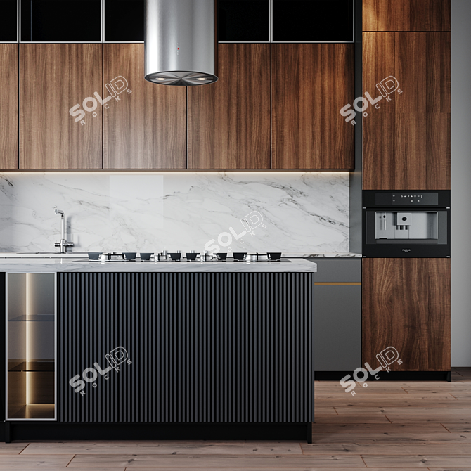 Modern Kitchen with Fulgor Milano Appliances 3D model image 3