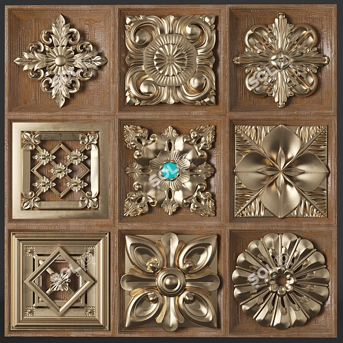 3Dmax-Corona 9 Square Ornaments 3D model image 1