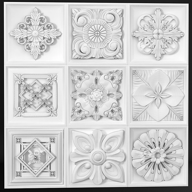 3Dmax-Corona 9 Square Ornaments 3D model image 3