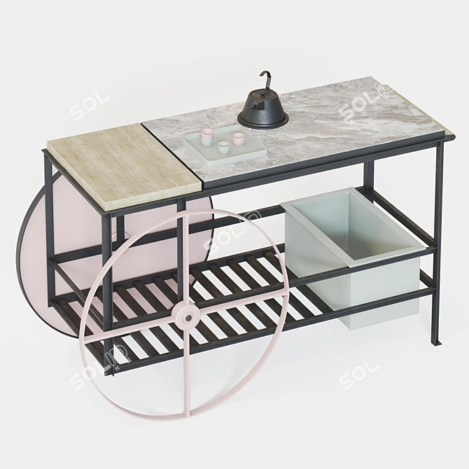 Sunny Bar Cart: Mix & Match 3D model image 2