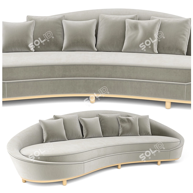 Elegant Curve Sofa Set 3D model image 1