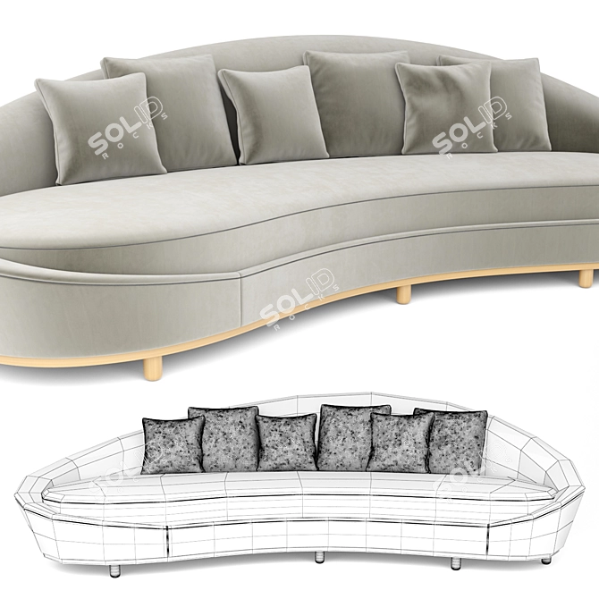 Elegant Curve Sofa Set 3D model image 4