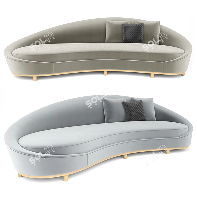 Elegant Curve Sofa Set 3D model image 5